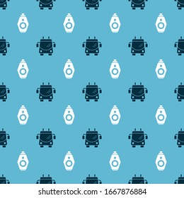Set Trolleybus and Car key with remote on seamless pattern. Vector