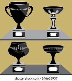 Set of trophies icon in vector.