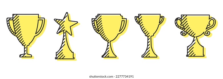 Set of trophies outline. Vector illustration