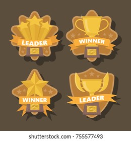 A set trophies for the winner. Vector illustration.