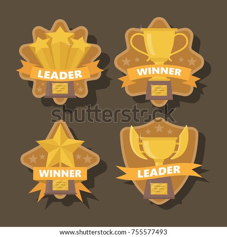A set trophies for the winner. Vector illustration.