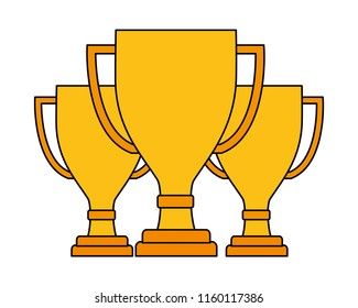 set trophy award cup isolated icon