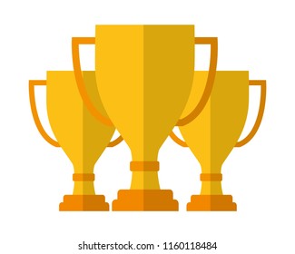 set trophy award cup isolated icon