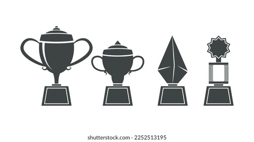 set of trophy award illustration silhouette