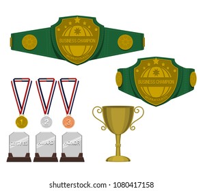 Set of trophy award on transparent background
 svg
