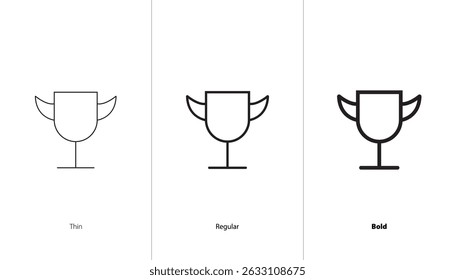 Set of trophy cup. thin, regular and bold line icons. outline collection of trophy icon. winner cup. reward symbol sign. vector icon