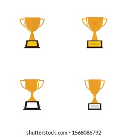 Set of Trophy cup vector icon winner symbol