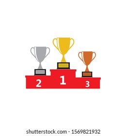 Set of Trophy cup vector icon winner symbol