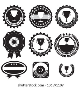 Set of trophy and guarantee labels, retro vintage styled design