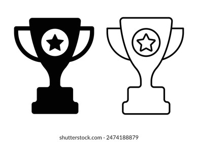 Set of Trophy icon vector isolated on white background. Trophy icon in trendy flat style. Vector Illustration.