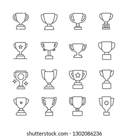 Set of trophy Related Vector Line Icons. Includes such Icons as cup, award, victory, prize and more. - Vector