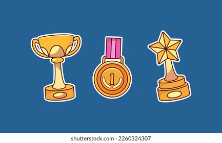 Set of Trophy, Winning Cup and Medals Sticker