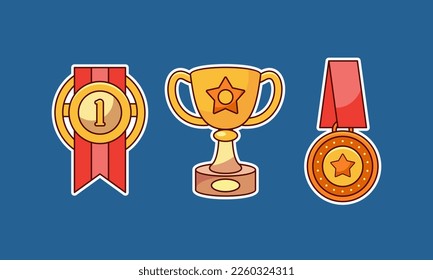 Juego de Trofeos, Copa Ganadora y Pegatina de Medallas