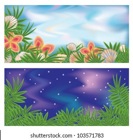 Set tropical banners, vector illustration