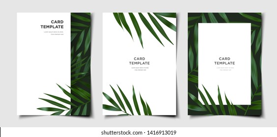 Set of tropical cover template layout set with foliage background, luxury spa, hotel, card, invitation, salon and more