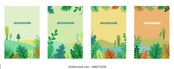 Set of tropical cover template layout set  with tropical leaves, invitation or card design