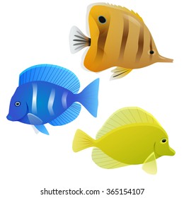 Set of tropical fish. Vector element for your design.