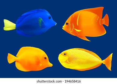 Set of tropical fish. Vector illustration