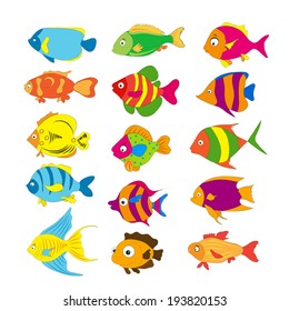 Set of tropical fishes