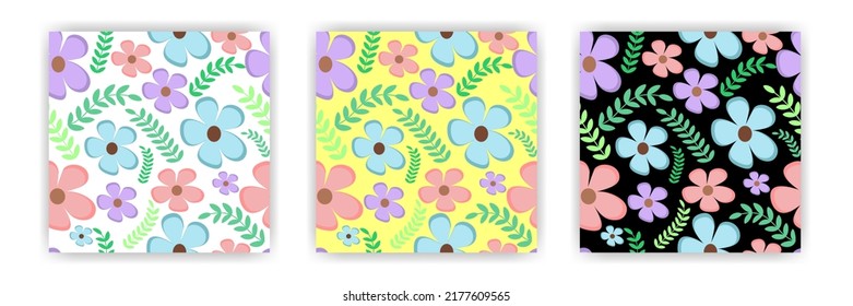 eine Reihe von tropischen Blumen und Blättern nahtlos Muster für Tapeten und Hintergrund.