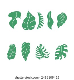 Set of tropical floral vector. tropical flower, tropical leaves. tropical poster, invitation floral. Vector arrangements for greeting card or invitation design