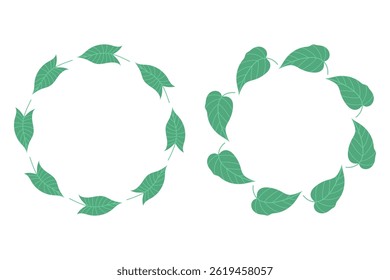 Set tropical frames. Round tropical frame for invitation, card, cover, birthday, baby shower. Tropical banana leaves, jungle.
