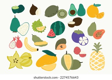 Ilustración de corte de frutas tropicales