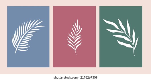 Set Tropical Leaves Outline Palm Leaf Stock Vector (Royalty Free ...