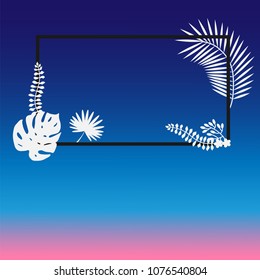 set of tropical on a beautiful sunset background for banner advertising text signage