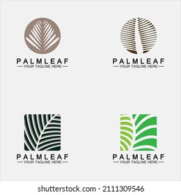 Tropisches Palmenblatt-Logo, Vektordesign-Vorlage festlegen