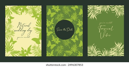 Set of tropical party cards, vector illustration