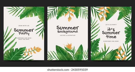 set of tropical summer card or poster