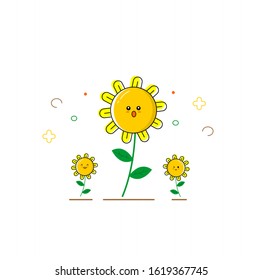 Set of Tropical Sun Flower emoticon Icon