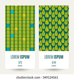Set tropical Vector  hipster backgrounds in blues and greens. Hand drawn style Trend tropical green flash color.