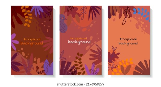set of tropical,leaves vector illustration background.