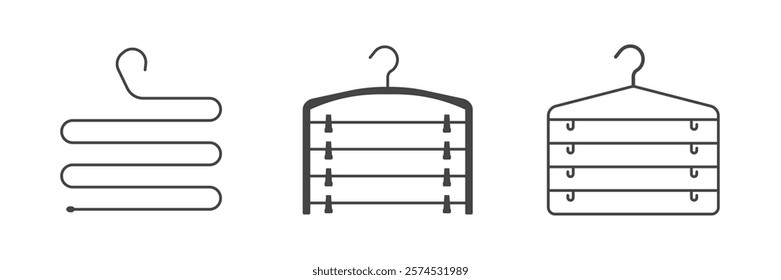 Set of trouser hanger. Atelier or Retail Accessory. Vector illustration