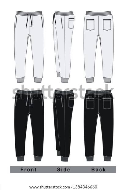 Set Trousers Pants Mens Front Back Stock Vector (Royalty Free) 1384346660