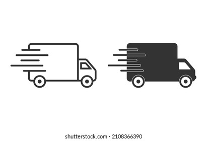 Juego de icono de entrega de camiones.Ilustración vectorial aislada en fondo blanco.Eps 10.
