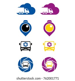 A set of truck fleet and camera icons