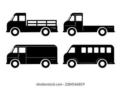 Set of truck icon, transport vehicle, vector illustration