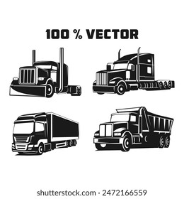 Set of Truck Logo, cargo logo, delivery cargo trucks, Logistic logo pack white background