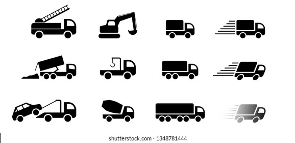 Set of truck service icon and sign, vector art
