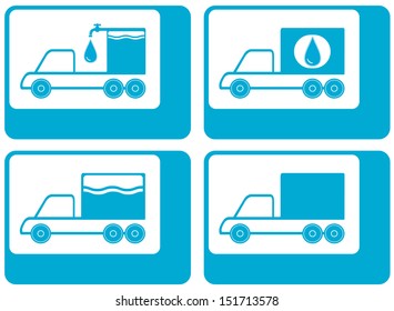 set truck silhouette - cargo water carter symbol 