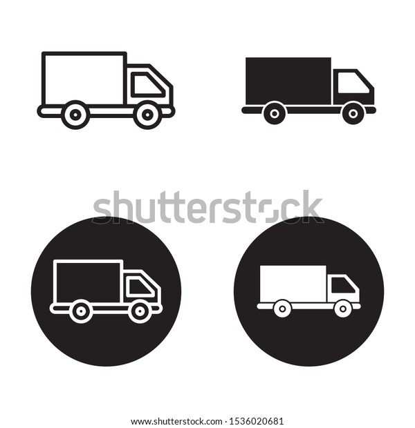 Set of truck vector illustration with black and white\
color. Truck icon 