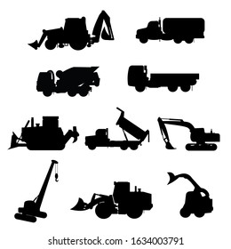 Set trucks black silhouette  Vector.