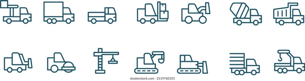 set of trucks icon vector line design , truck vector 