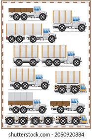Set of trucks. Isolated on white background. Vector illustration.