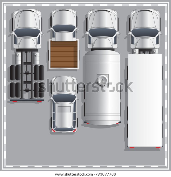 Set trucks.\
View from above. Vector\
illustration.