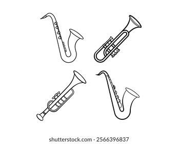 set of trumpet vector illustration 