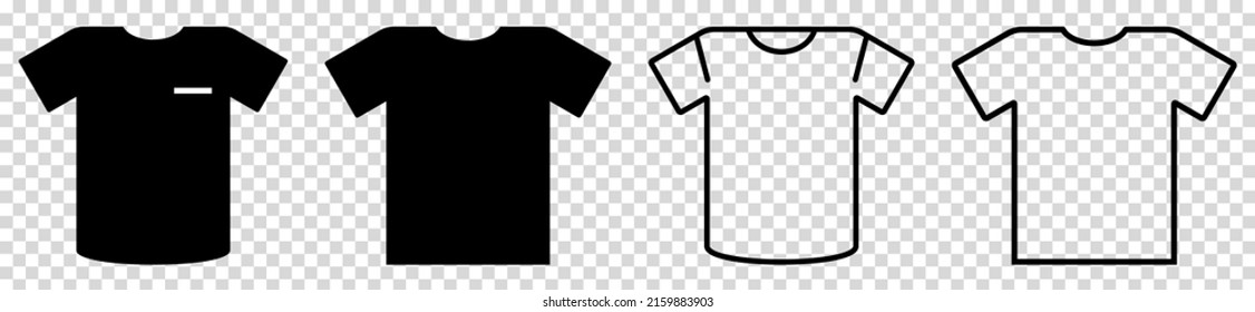 Set of t-shirt icon. Flat and line art style. Vector illustration isolated on transparent background